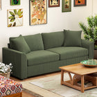 HOMCOM 3 Seater Upholstered Sofa Couch for Bedroom - Green-Corduroy fabric is skin-friendly, breathable, and elegantly textured