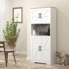 HOMCOM 68" H Kitchen Pantry Cabinet with Microwave Oven Countertop - White-Large open countertop for appliances like microwave or coffee maker 