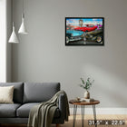 Vintage Route 66 by Michel Fishel - Framed Canvas - 31" x 22"-Ready to hang - arrives fully assembled