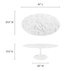 Modway Lippa 48" Oval Faux Marble Coffee Table - White-Artificial Marble Tabletop