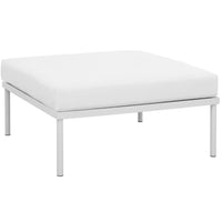 Modway Harmony Outdoor Patio Aluminum Ottoman - White/White-All-Weather Canvas Fabric