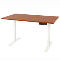 Ezywork 48" Electric Height Adjustable Standing Desk - White Frame/Dark Walnut Table Top-Whole piece table top 1" thick