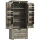 HOMCOM 64" H Kitchen Pantry Cabinet with Doors and Drawers - Grey-Distressed grey pantry with barn doors and black accents exudes farmhouse charm 