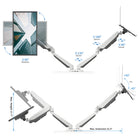 ShoppingAll 2-in-1 Adjustable Dual Gas Spring Arm Laptop & Monitor Desk Mount Stand - White-This fully adjustable desk mount can be fixed by a C-clamp or grommet installation on any working surface