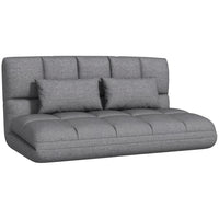 HOMCOM Foldable Adjustable Floor Lazy Sofa Sleeper with 2 Pillows - Grey-9 backrest angles (max:180°) allow you to convert it from lazy sofa to recliner or a flat position 