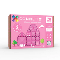 Connetix Charity Pack - Pink - 20 Pieces-20 piece pack - pack includes squares, rectangles of all sizes, three types of triangles, a hexagon, door and window