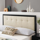 Modway Draper Tufted Fabric and Wood King Headboard - Black Beige-Dense Foam Padding