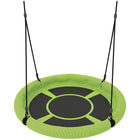 Qaba 3' Dia. Kids Saucer Swing Seat with Height Adjustable Hanging Ropes - Green-Nearly 100 cm diameter swing fits 1-2 children 