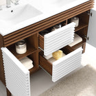 Modway Render 48" Double Sink Bathroom Vanity - White/Walnut/White-MDF and Particleboard