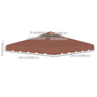 Outsunny 10' L x 10' W Gazebo Replacement Canopy Top - Coffee-8 drain holes for water drainage