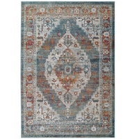 Modway Tribute Camellia Distressed Vintage Floral Vintage Medallion Area Rug - 8 ft W x 10 ft L - Multicolored-Distressed Vintage Floral Vintage Medallion Area Rug