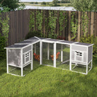 PawHut 99" L Wooden Chicken Coop, L-Shaped Rabbit Hutch with Run-With two separate houses and a large run, for comfortable living
