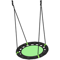 Qaba Kids Saucer Tree Swing - 24" Round - Green-Metal tubes with foam padding prevent rust and enhance safety 