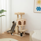 PawHut 41" Cat Tree with Scratching Posts, Bed and Condo - Beige-Soft plush covering offers cozy comfort for cats 