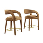 Modway Pinnacle Performance Velvet Counter Stool - Brown Gold - Set of 2-Modern Counter Stool Set