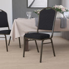 Flash Furniture HERCULES Series Crown Back Stacking Banquet Chair in Black Patterned Fabric - Gold Vein Frame-Upholstered Seat and Back