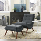 Modway Ramp Upholstered Fabric Lounge Chair Set - Grey-Fine Polyester Upholstery