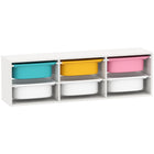 Qaba Kids Toy Storage Organizer with 6 Removable Plastic Bins - White-Six removable boxes in for organized storage
