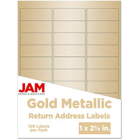 JAM Paper Mailing Address Labels, 1" x 2.63", Gold Metallic, 120 Pack (40732537)-Mailing address labels