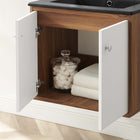 Modway Transmit 24" Wall-Mount Bathroom Vanity - White/Black-Particleboard and Walnut Grain Veneer