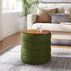Modway Mezzo Round Performance Velvet Storage Ottoman - Moss Green-Dense Foam Padding