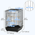 PawHut 23" H Bird Cage with Open Play Top and Feeding Bowl Perch - Black-Includes wooden perches and 2 food/water dishes 