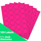 JAM Paper Round Circle Label Sticker Seals, 1 2/3" Diameter, Neon Pink, 120 Pack-Neon Pink