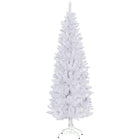HOMCOM 6' Tall Pencil Artificial Christmas Tree with Steel Base - White-6ft tall white tree, providing a lovely, soft look 