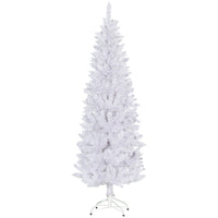 HOMCOM 6' Tall Pencil Artificial Christmas Tree with Steel Base - White-6ft tall white tree, providing a lovely, soft look 