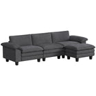 HOMCOM L-Shaped Sectional Couch with Deep Seat and Ottoman - Dark Grey-Pocket springs and high-density foam offer firm support and plush comfort