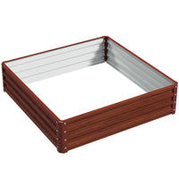 Outsunny Galvanized Steel Planter Raised Garden Bed - 47" L x 47" W x 12" H - Dark Brown Wood Effect-The great and easiest way to grow your own garden at home 