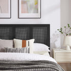 Modway Sirocco Rattan and Wood Queen Platform Bed - Black-Synthetic Rattan Cane Webbing
