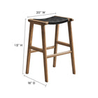 Modway Saoirse Leather Wood Bar Stool - Walnut Black - Set of 2-Basket Weave Design