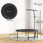 Soozier 39" Mini Exercise Trampoline Indoor Fitness Rebounder - Black-Elastic bands instead of springs with exterior cover prevent accidental pinching and injuries   