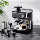 HOMCOM Espresso Machine with Built-in Grinder and Milk Frother - Black-Top cup warmer maintains beverage temperature from the first sip to the last