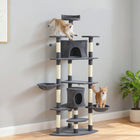 PawHut 79" Large Cat Tree Tower with Scratching Posts and Hammock - Dark Grey-The perches and condos provide a comfortable space for your cats to relax			 