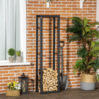 HOMCOM Firewood Rack Fireplace Log Holder - 15.7" W x 9.8" D x 59.1" L-Made with selected steel for strength 