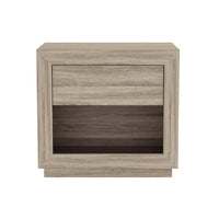 Manhattan Comfort Soren 26" Contemporary 1-Drawer Nightstand - Natural Oak-Crafted with high-quality wood grain laminate, offering the look of natural wood with enhanced durability