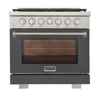 Kucht 36" KFX-X Series Pro Style Propane Gas Range - Stainless Steel/Cement Gray-New true simmer burners for precise low heat cooking