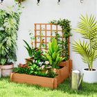 Outsunny 3-Tier Raised Garden Bed with Trellis for Climbing Plants - Brown-3 planters for various plants, vegetables, and more
