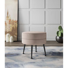 Manhattan Comfort Bailey 18.11" Mid-Century Modern Polyester Blend Upholstered Ottoman - Oatmeal with Black Legs-Solid Wood Frame for Durability and Functionality
