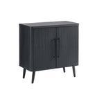 Manhattan Comfort Jodie 31.1" Mid-Century Modern Accent Cabinet - Charcoal Grey-Includes 2 Hidden Adjustable Cubby Shelves