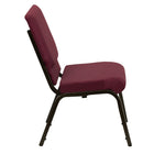 Flash Furniture HERCULES Series 18.5"W Stacking Church Chair in Burgundy Patterned Fabric with Gold Vein Frame-Burgundy Patterned Fabric Upholstery