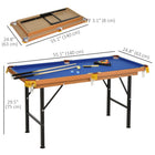 Soozier 54.3" L Portable Mini Billiard Table - Foldable Pool Table - Blue-Playing field is covered by fleece and terylene blend in Brunswick green