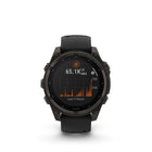 Garmin fēnix 8 - Solar Outdoor Recreation/Adventure Watches - 47 mm - Sapphire, Carbon Gray DLC Titanium with Black/Pebble Gray Silicone Band-Battery performance: up to 28 days of battery life in smartwatch mode with solar charging (assumes all-day wear with 3 hours per day outside in 50,000 lux conditions) and up to 92 hours in GPS mode with solar charging (assumes continuous use for entire period in 50,000 lux conditions) — all with an always-on display, so you’re ready to take on the toughest challenges