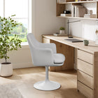 Modway Lippa Swivel Dining Vegan Leather Armchair - White White-360º Swivel Capability