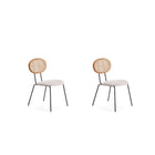 Manhattan Comfort Jardin 19.09" Industry Chic Upholstered Dining Chair - Nature and Oatmeal - Set of 2-Modern - Industry Chic Cane Dining Chair Perfect for Dining Room Use. Set of 2
