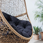 Modway Encase Outdoor Patio Rattan Swing Chair - Cappuccino Navy-Waterproof Cushion Covers