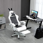 HOMCOM Reclining Gamer Chair with Footrest - Black-Retractable footrest provides a space to rest your legs and saves space when not in use