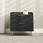 HOMCOM Bedside Table with Gold Metal Legs for Bedroom - Black-Colour: Black